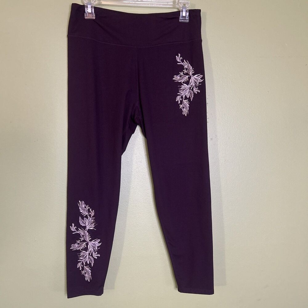 Betsy Johnson Performance Leggings capri purple embellished pull on size XL - Picture 2 of 12